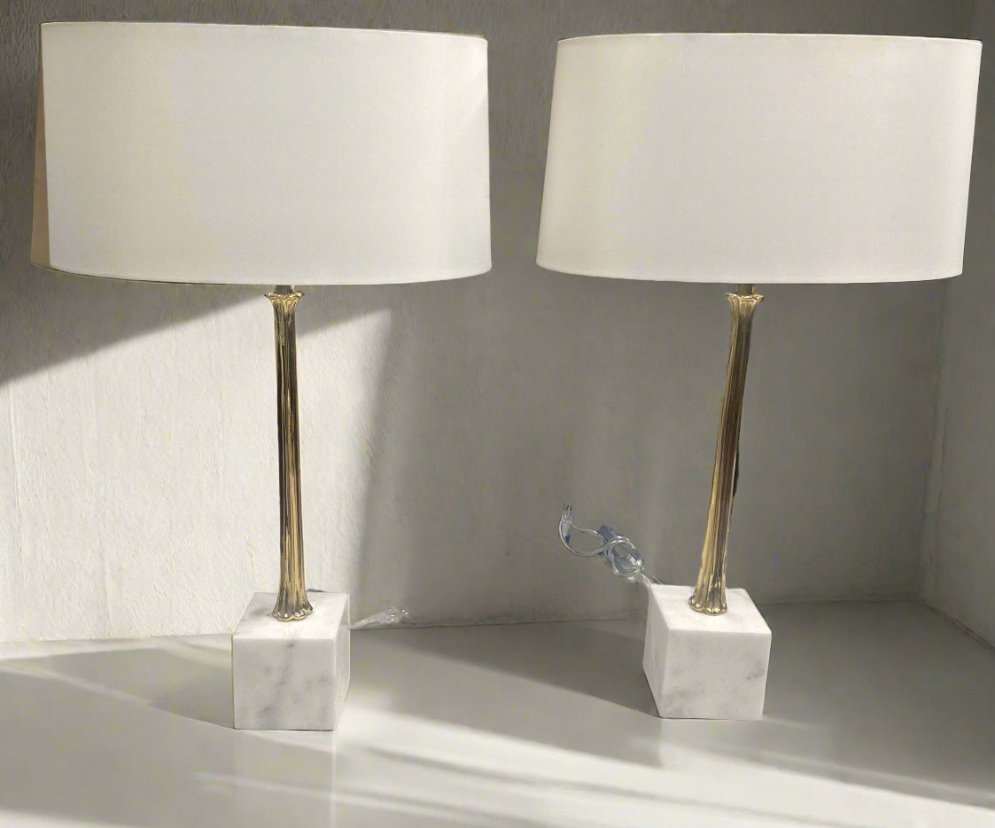 Marble Base Lamps with Gold Accent