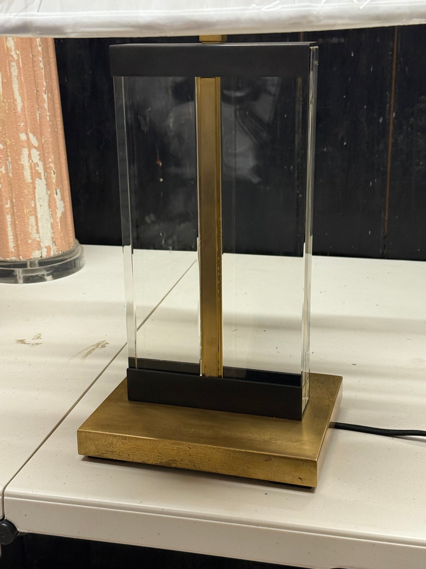 Brass and Glass Base Lamp
