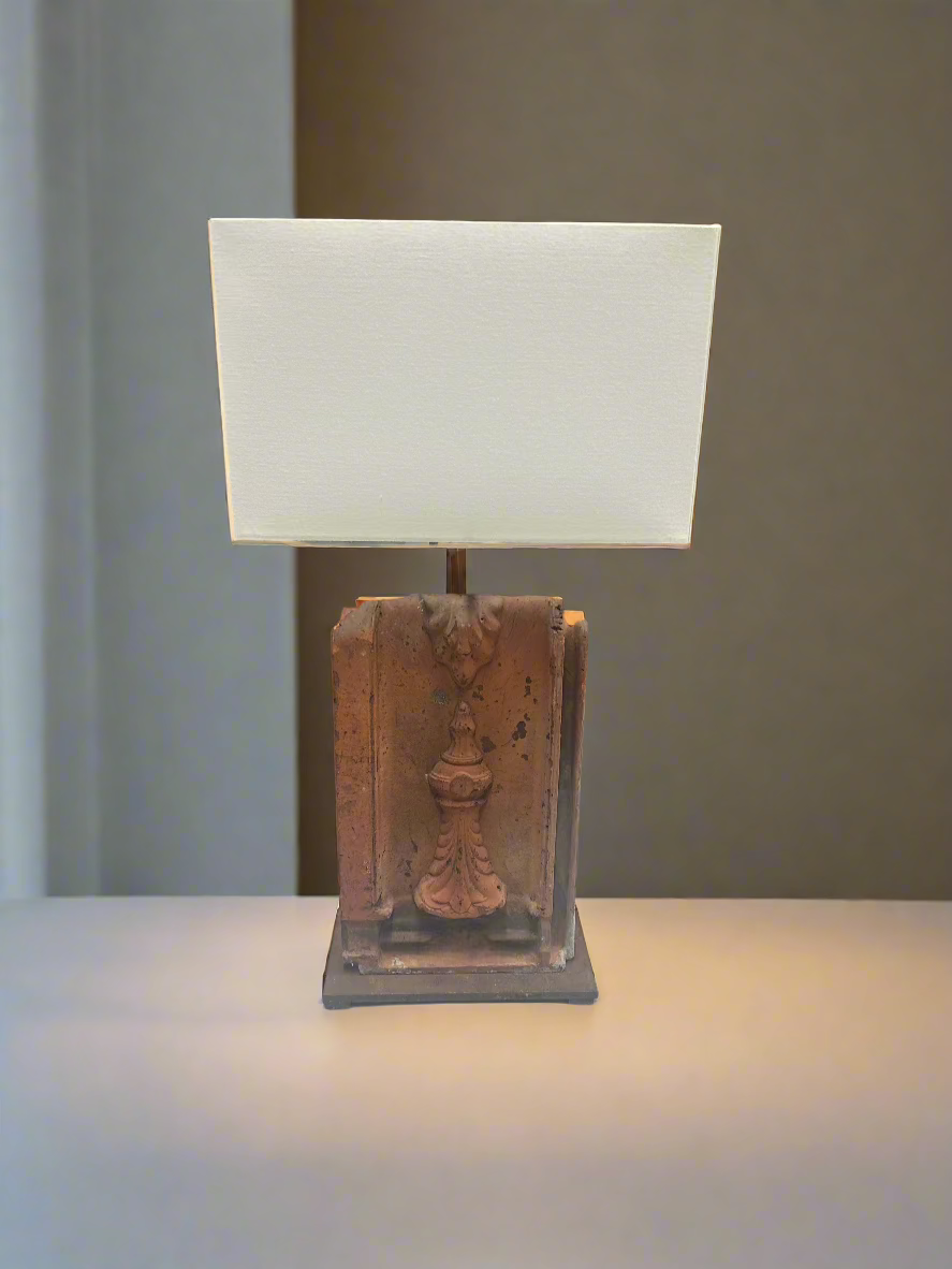 French 19th Century Cast Iron Panel Lamp