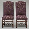 Renzo Mongiardino Baroque Dining Chairs – Hand-Carved Walnut & Silk Damask Upholstery