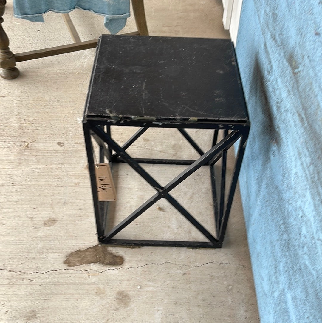 French Table with Cast Iron Base with X Design Circa 1920