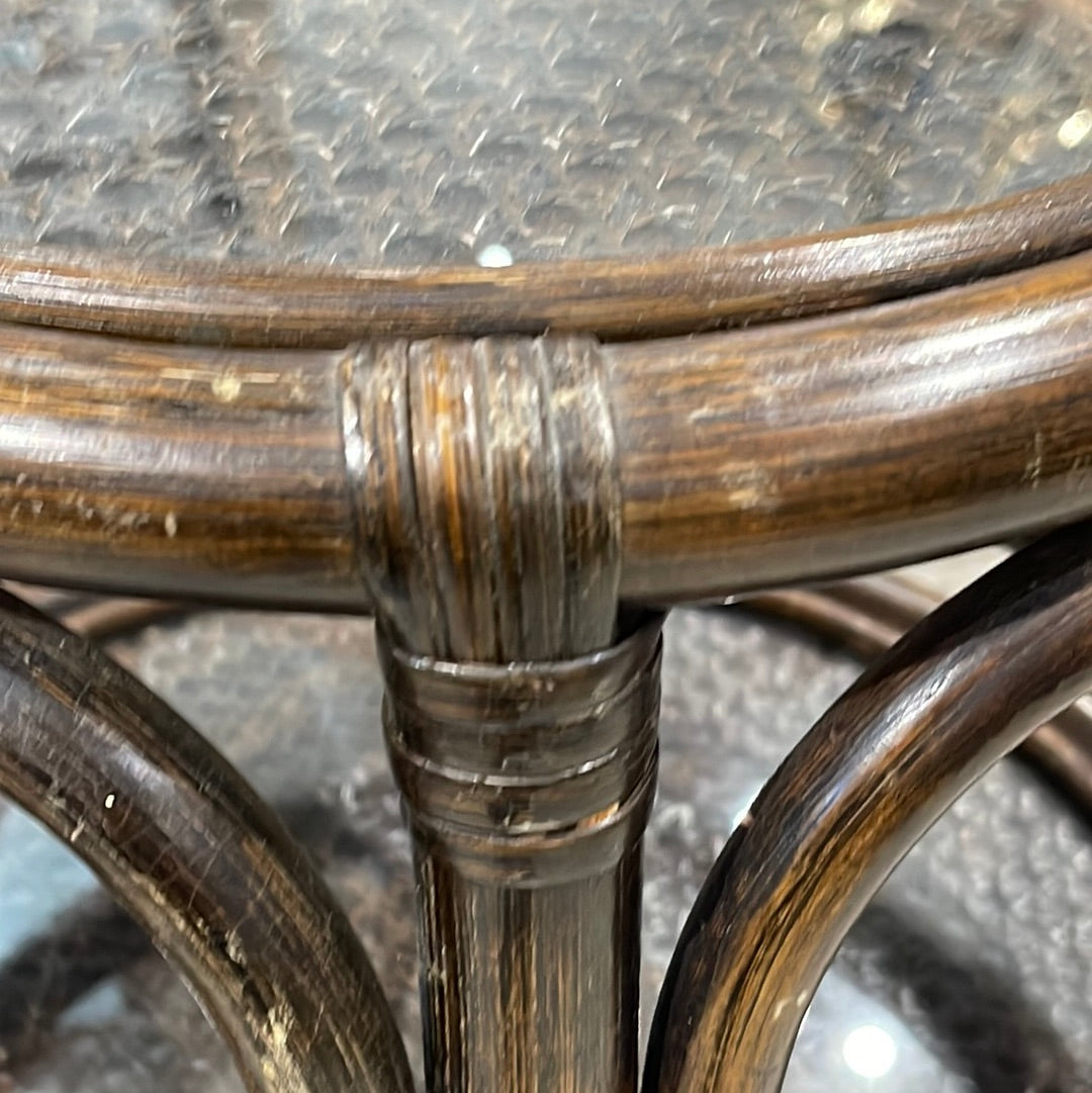 Set of 3 English Stacking Bamboo Table with Glass Top Circa 1920