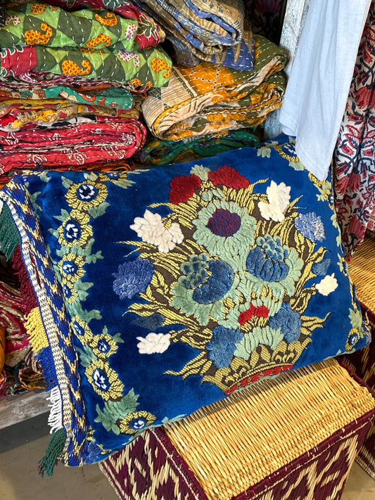 Blue Indian Rectangular Pillow