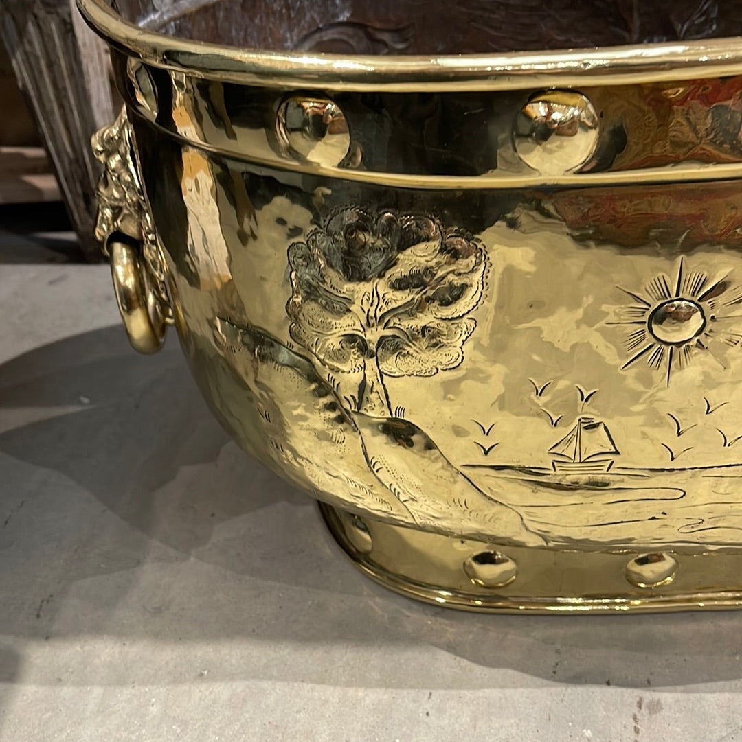 Large Oval Brass Jardiniere 1860