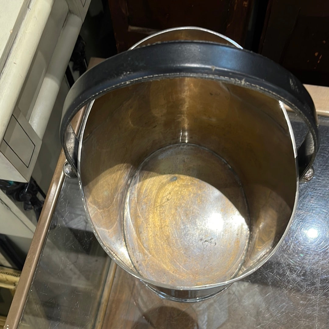 Silver Plate Oblong Champagne Bucket with Leather Handle