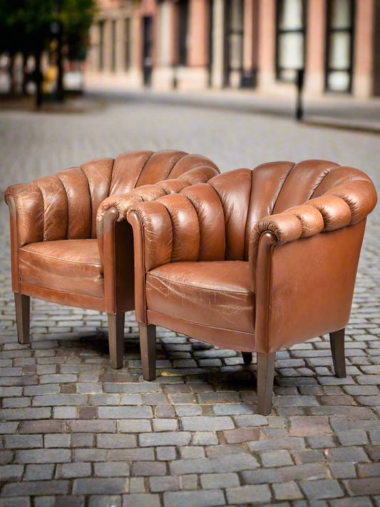 1940s French Leather Club Chair