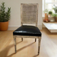 Black Leather Cane Back Chairs Set of 6
