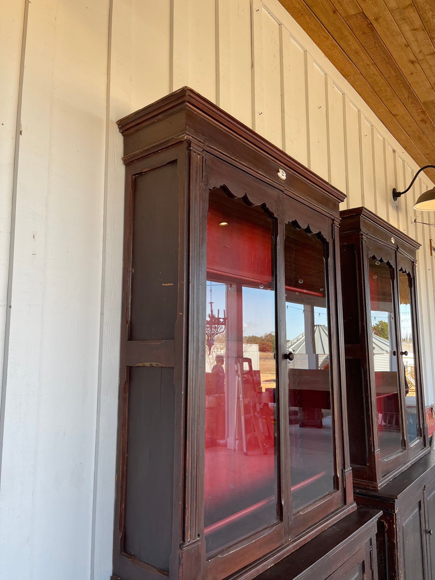 French Pharmacy Cabinets with Original Paint 1860 97" x 16" x 48"