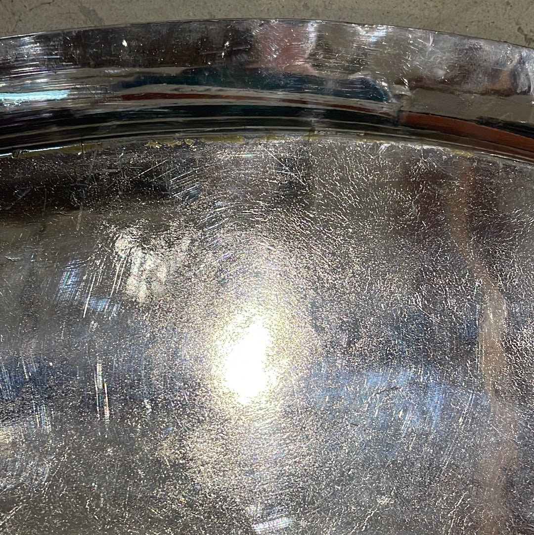 English Late 1800s Heavy Gauge Silver Plate Oval Engraved Tray