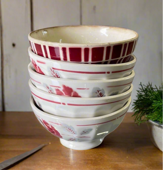 Red and White French Cafe au Lait Bowl