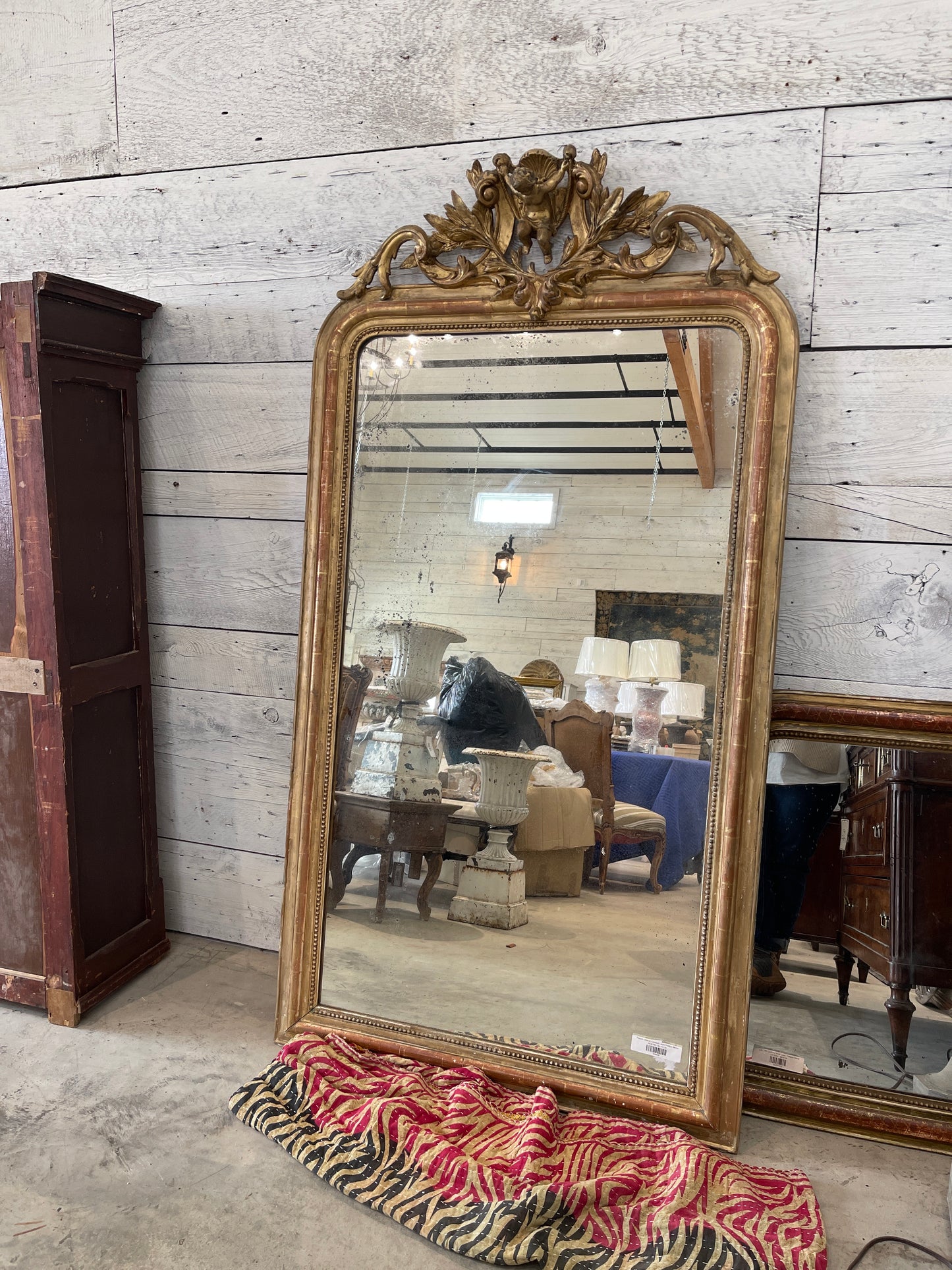 French Cherub Crested Louis Phillipe Mirror