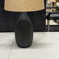 Primitive Dark Satin Table Lamp with Flour Sack Shade