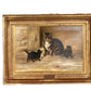 Oil on Canvas Cat with Kittens and Ball: "Sheba and Family"