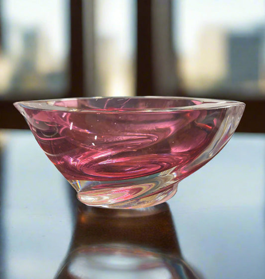 Murano Art Glass Ashtray in Cranberry