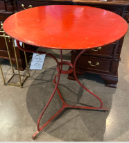 French Red Round Garden Table