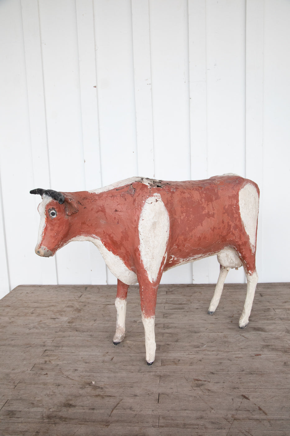 Folk Art French Stone Cow from Normandy, France Circa 1940 38" x 26"