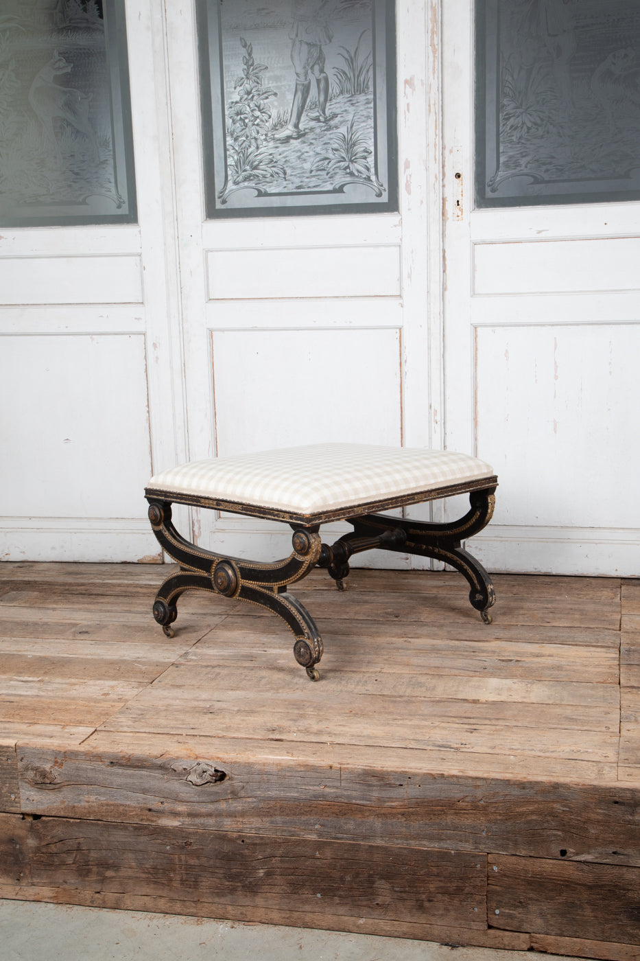 Georgian Fabric Covered Stool