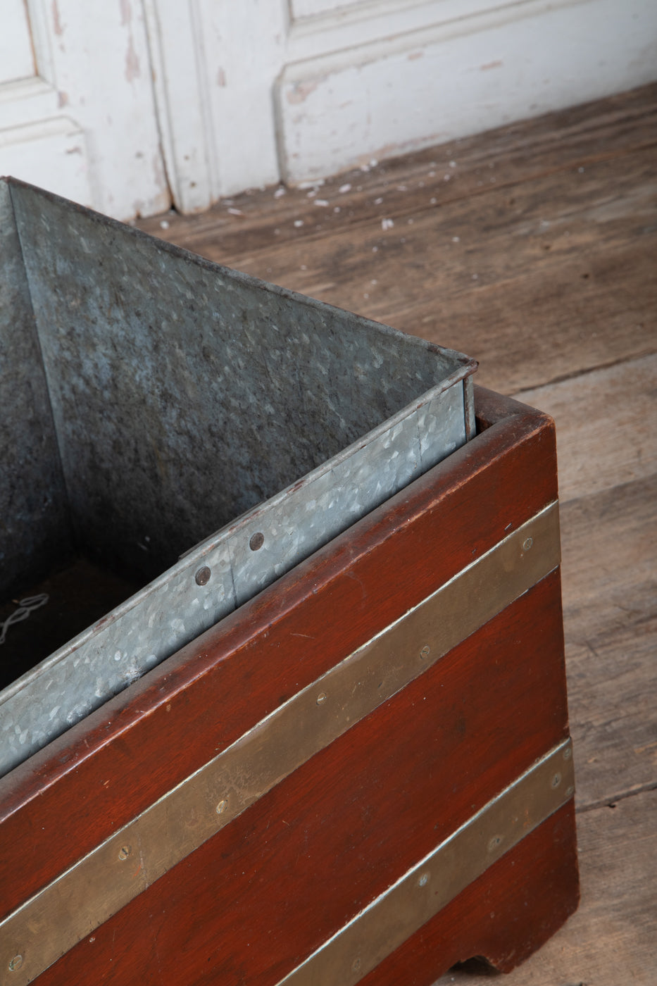 Wood and Brass Planter with Zinc Insert