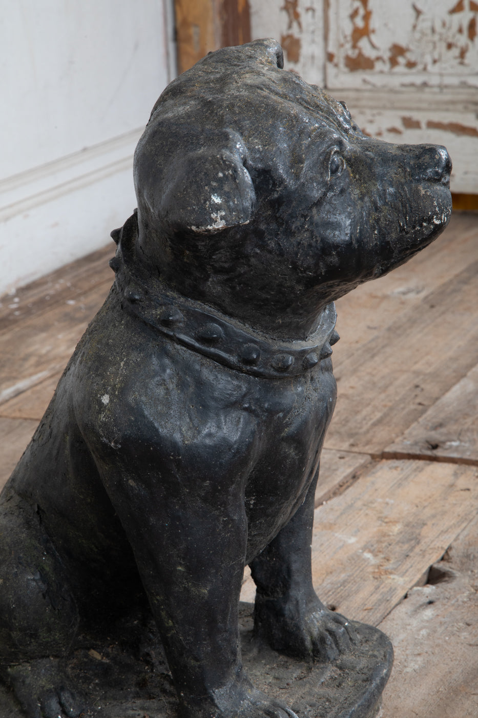 Black Concrete Bull Terrier Garden Statuary