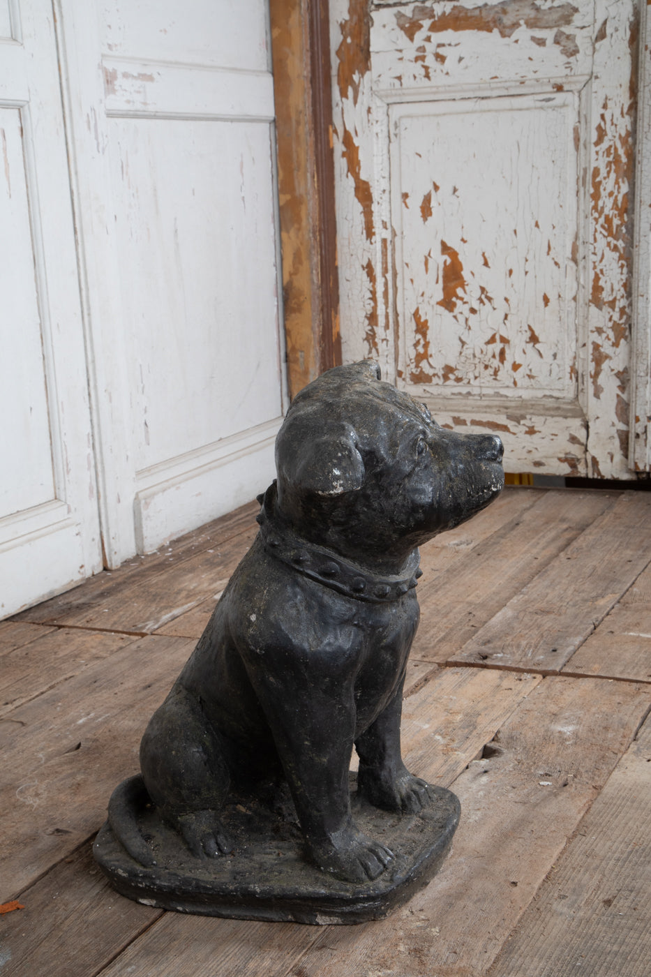 Black Concrete Bull Terrier Garden Statuary