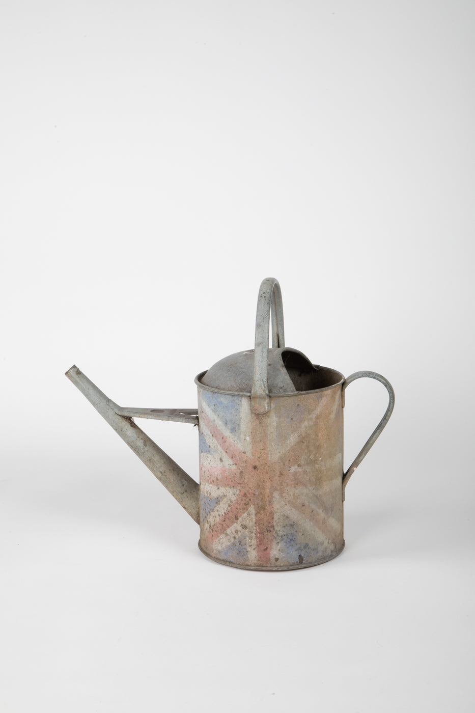 Vintage Galvanized Watering Can with British Flag