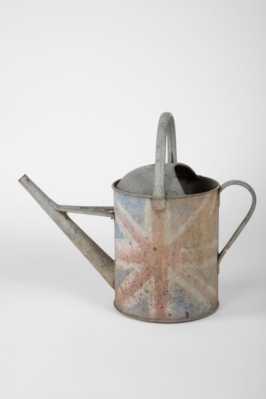 Vintage Galvanized Watering Can with British Flag