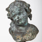 19th Century French Bronze Cherub on Stone Plinth