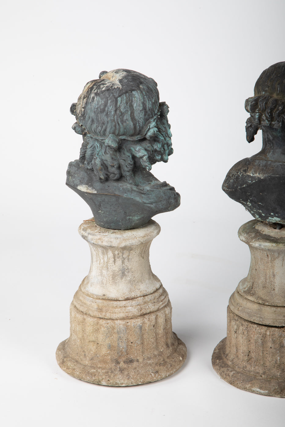 19th Century French Bronze Cherub on Stone Plinth