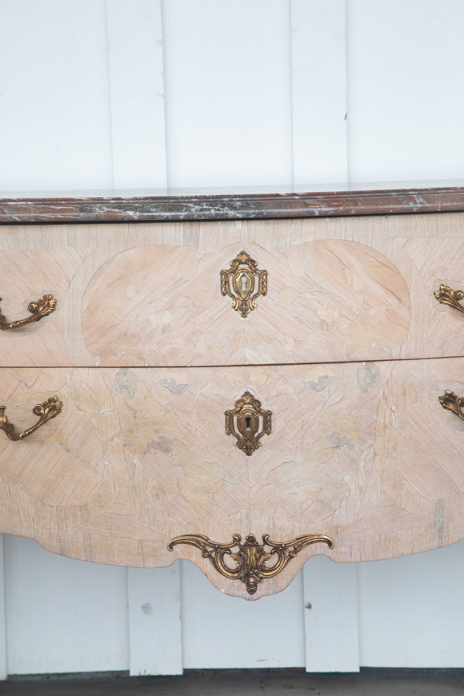 French Bleached Serpentine Commode with Marble Top