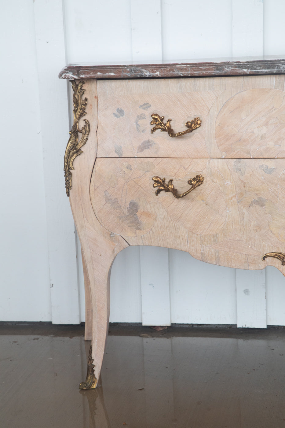 French Bleached Serpentine Commode with Marble Top