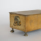 Brass Box - Hinged Lid and Detailed Carvings Lion with Ring Through Mouth on Each Side