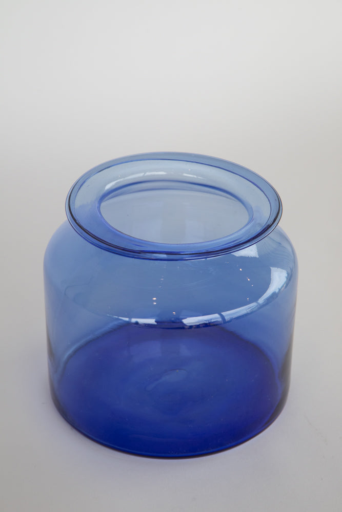 Blue Glass Jar - Short with 6" Opening