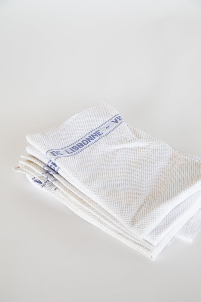 Blue and White French Linen Towel 1920