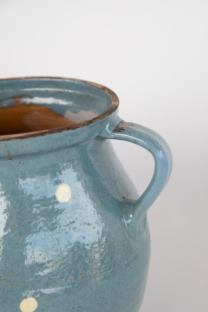 Blue Terra Cotta Pot with 2 Handles