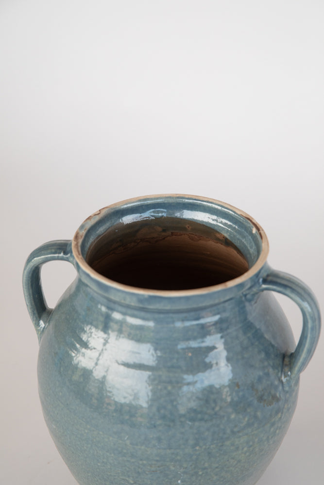 Blue Terra Cotta Pot with 2 Handles