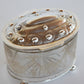 Glass and Silver Biscuit Box with Queen Victoria Stamp