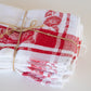 Set of 6 Red and White Table Napkins