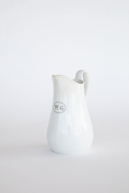 Ironstone Jug with initials WG