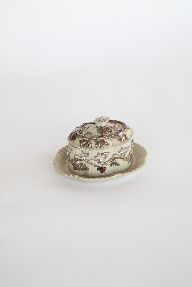 Fluted Stoneware Butter Dish