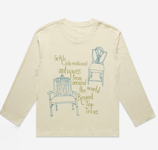 Fickle Long Sleeve Chair Design T-Shirt - Butter