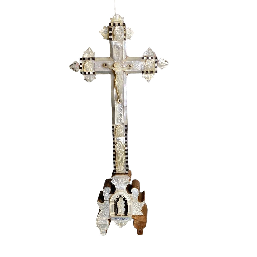 Carved Crucifix with Mother of Pearl