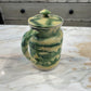 1920’s Green Painted French Yeast Jar With Lid - The White Barn Antiques