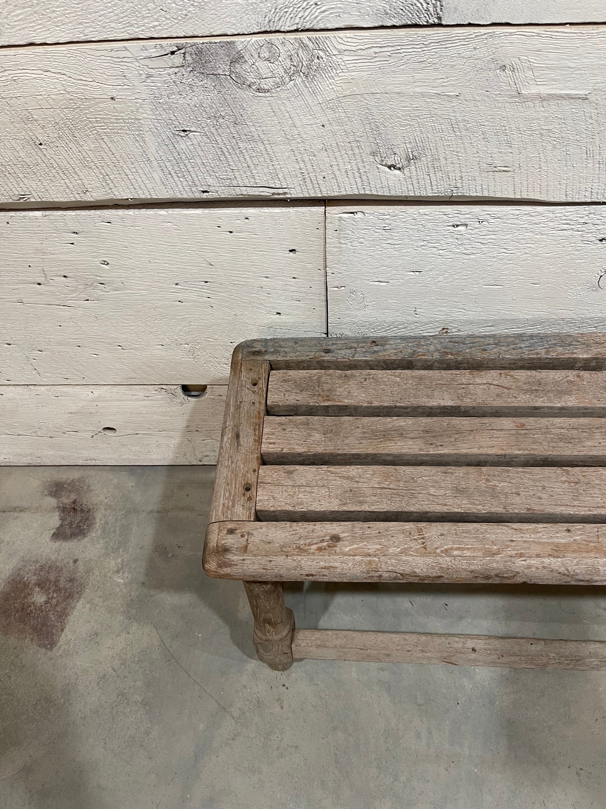 Long Slat Wood Bench - The White Barn Antiques