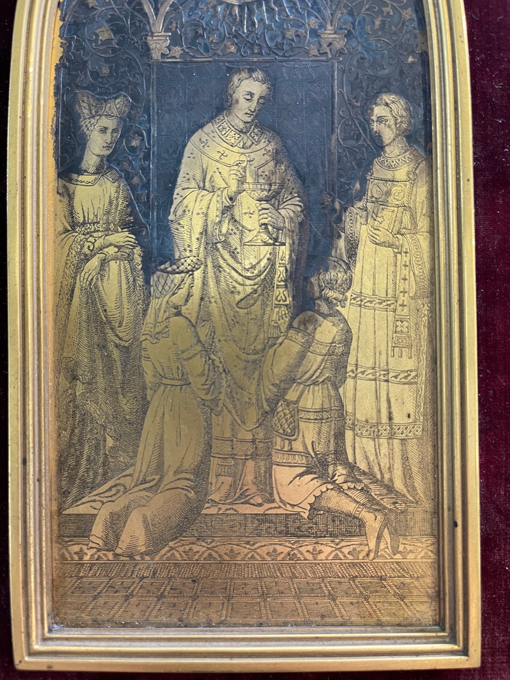 Etched Gold Religious Plaque - The White Barn Antiques