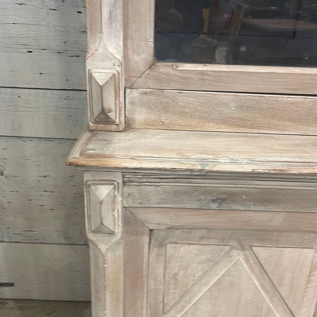 French Walnut China Cabinet with Glass Doors - The White Barn Antiques