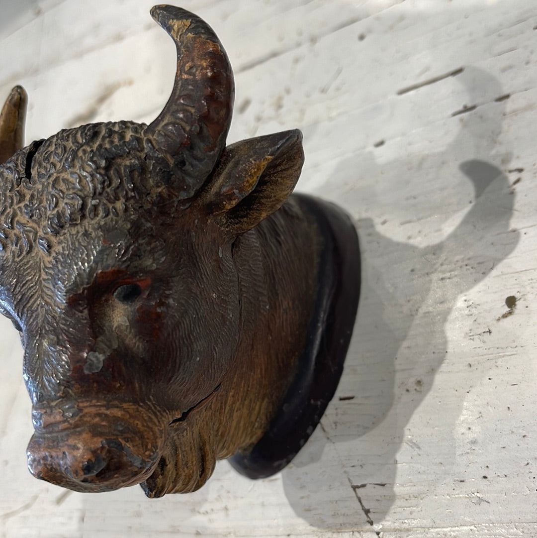 Bronze Bull Ink Pot. - The White Barn Antiques